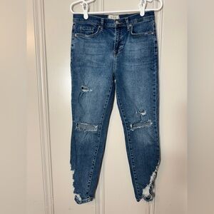 We The Free Distressed Taper Skinny‎ Jeans Womens Size 29 Chewed Hems